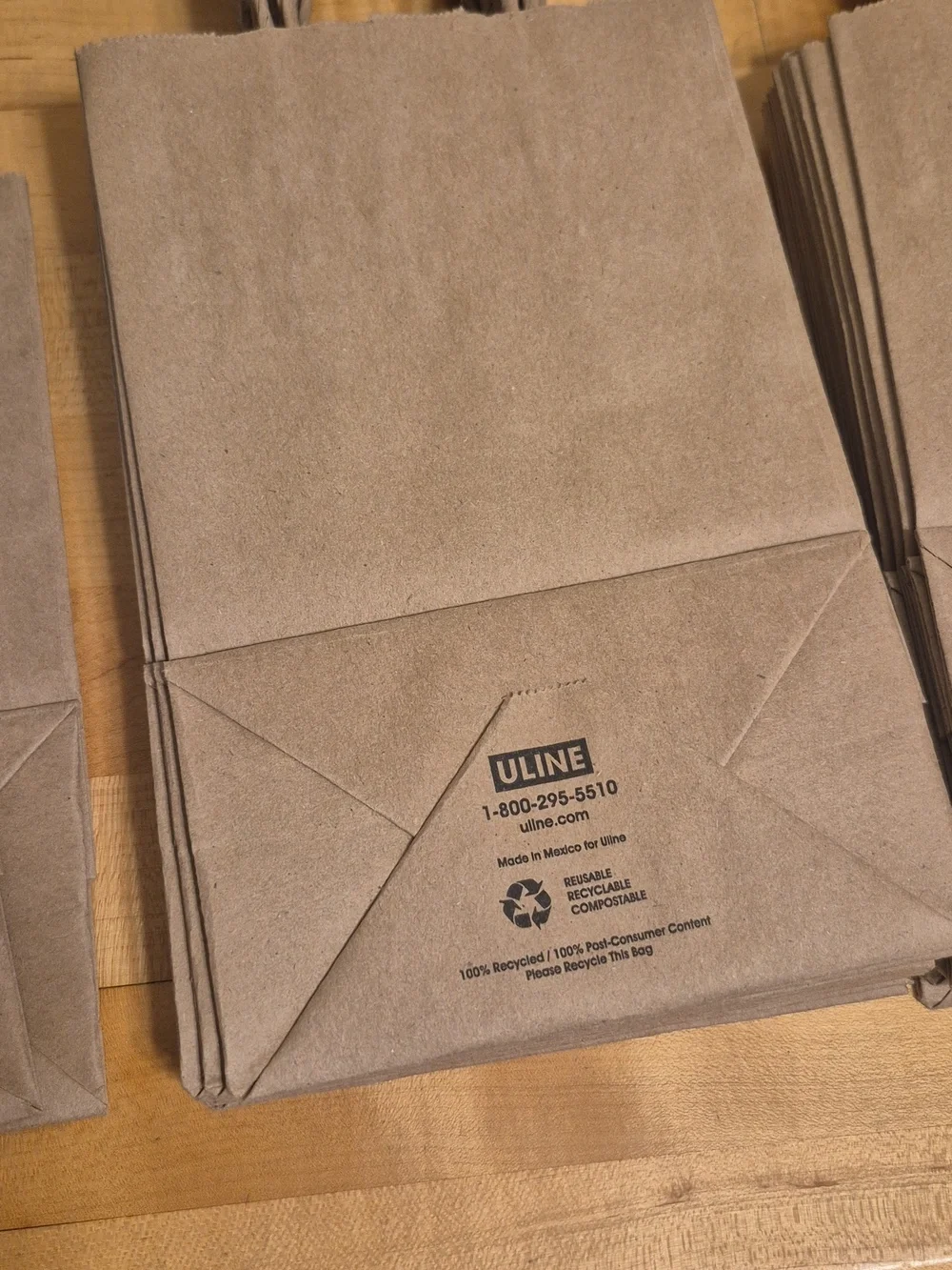53 Uline Small Kraft Paper Bags Reusable Recyclable Compostable 100% Recycled